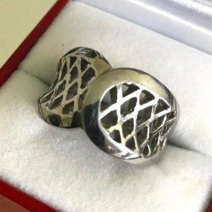 Men's Silver-Tone Netted Pinky Ring